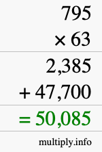 How to calculate 795 times 63 using long multiplication