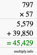 How to calculate 797 times 57 using long multiplication How to calculate 797 times 57 using long multiplication
