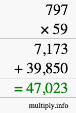 How to calculate 797 times 59 using long multiplication