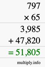 How to calculate 797 times 65 using long multiplication