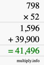 How to calculate 798 times 52 using long multiplication How to calculate 798 times 52 using long multiplication