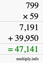 How to calculate 799 times 59 using long multiplication