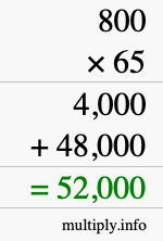 How to calculate 800 times 65 using long multiplication