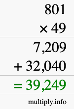 How to calculate 801 times 49 using long multiplication