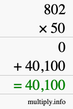 How to calculate 802 times 50 using long multiplication How to calculate 802 times 50 using long multiplication
