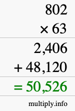 How to calculate 802 times 63 using long multiplication
