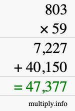 How to calculate 803 times 59 using long multiplication
