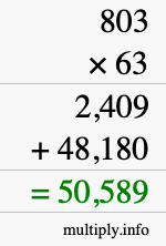 How to calculate 803 times 63 using long multiplication
