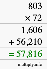 How to calculate 803 times 72 using long multiplication