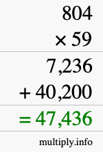 How to calculate 804 times 59 using long multiplication