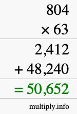 How to calculate 804 times 63 using long multiplication