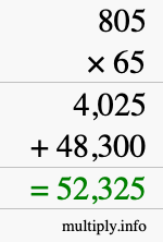 How to calculate 805 times 65 using long multiplication