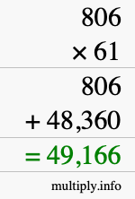 How to calculate 806 times 61 using long multiplication