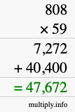 How to calculate 808 times 59 using long multiplication