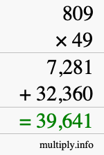 How to calculate 809 times 49 using long multiplication