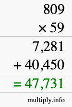 How to calculate 809 times 59 using long multiplication