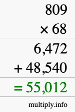 How to calculate 809 times 68 using long multiplication