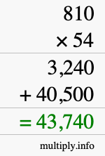 How to calculate 810 times 54 using long multiplication