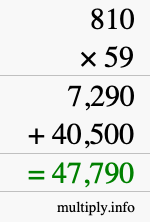 How to calculate 810 times 59 using long multiplication