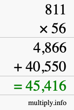 How to calculate 811 times 56 using long multiplication
