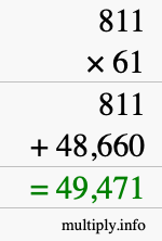 How to calculate 811 times 61 using long multiplication