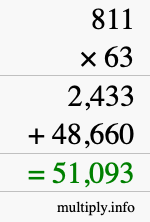 How to calculate 811 times 63 using long multiplication