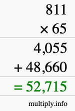 How to calculate 811 times 65 using long multiplication