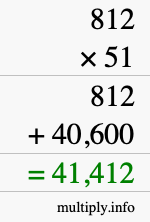 How to calculate 812 times 51 using long multiplication