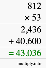How to calculate 812 times 53 using long multiplication