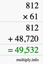 How to calculate 812 times 61 using long multiplication