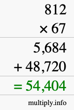 How to calculate 812 times 67 using long multiplication