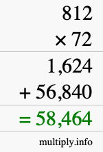 How to calculate 812 times 72 using long multiplication