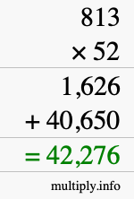 How to calculate 813 times 52 using long multiplication