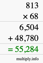 How to calculate 813 times 68 using long multiplication