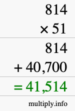 How to calculate 814 times 51 using long multiplication