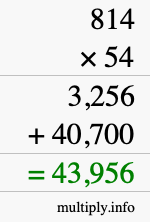 How to calculate 814 times 54 using long multiplication