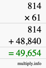 How to calculate 814 times 61 using long multiplication