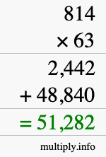 How to calculate 814 times 63 using long multiplication