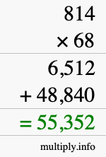 How to calculate 814 times 68 using long multiplication