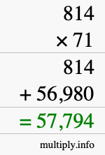 How to calculate 814 times 71 using long multiplication