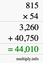 How to calculate 815 times 54 using long multiplication
