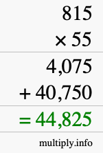 How to calculate 815 times 55 using long multiplication