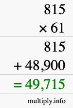 How to calculate 815 times 61 using long multiplication