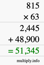 How to calculate 815 times 63 using long multiplication