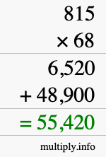 How to calculate 815 times 68 using long multiplication