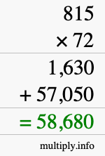 How to calculate 815 times 72 using long multiplication
