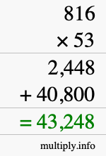 How to calculate 816 times 53 using long multiplication