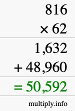 How to calculate 816 times 62 using long multiplication