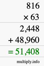 How to calculate 816 times 63 using long multiplication