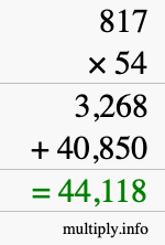 How to calculate 817 times 54 using long multiplication